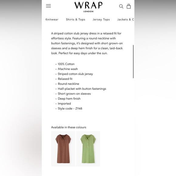 Wrap London Striped jersey dress Double cotton jersey
Apple Green US 16. - Picture 4 of 11